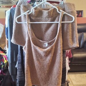 Steve Madden Tan Fuzzy Pajama Set
